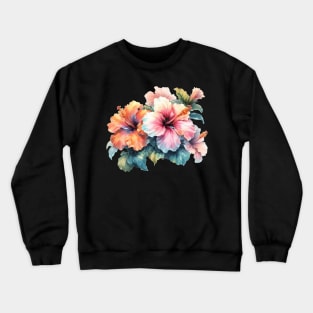 Luscious Tropical Watercolor Hibiscus Flower Crewneck Sweatshirt